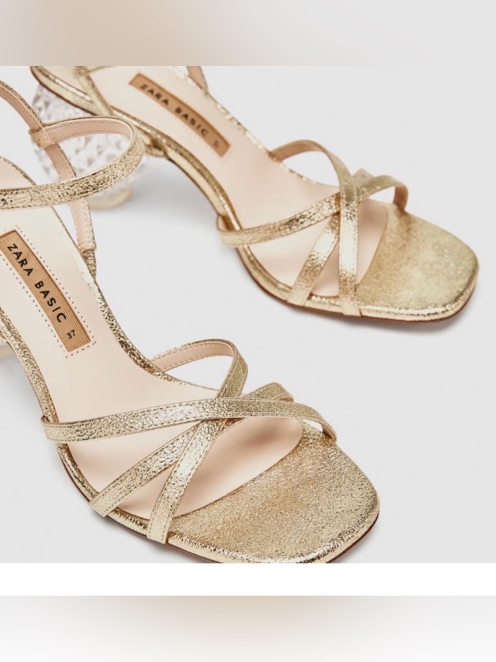 Zara Gold Metallic Crystal Orb Heel Sandals NWT SZ 41/10 vintage inspired! - Picture 2 of 8